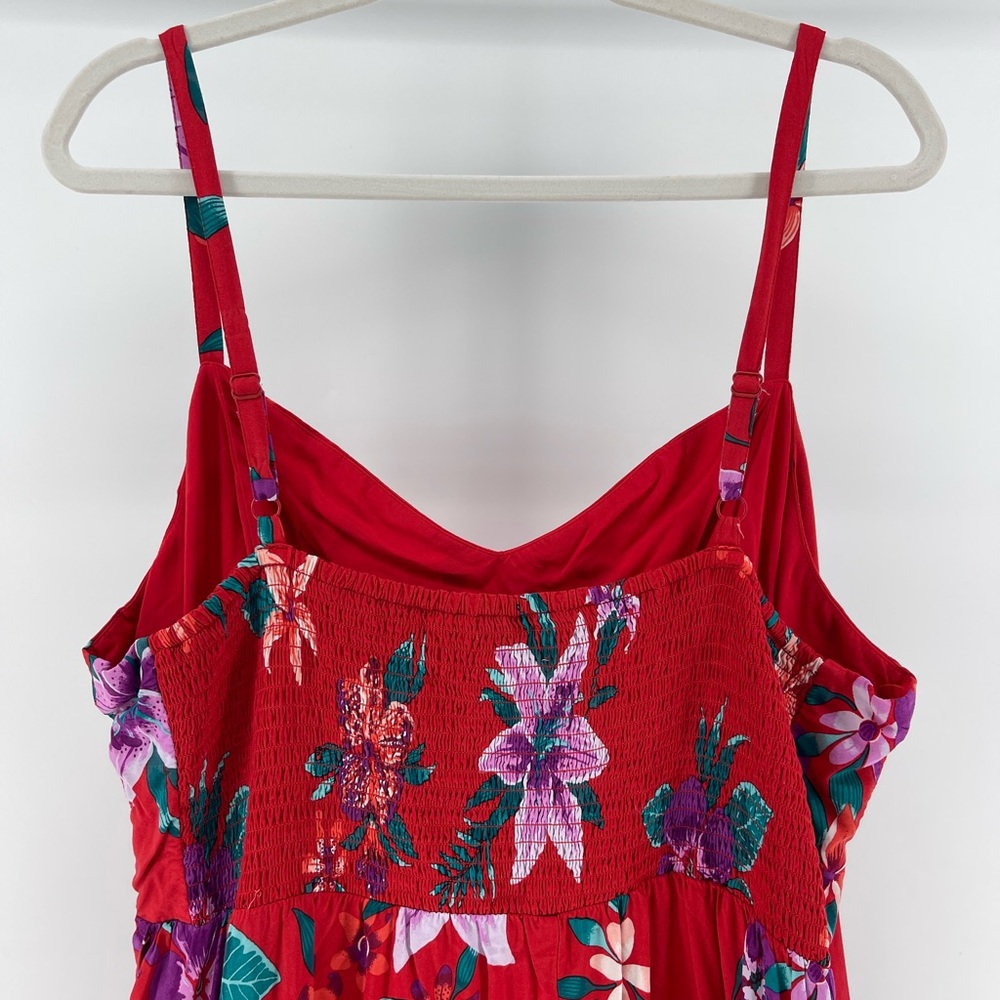 Old Navy Red Floral Fit & Flare Cami Dress, Adjustable Straps, Women's XXL - Picture 8 of 11